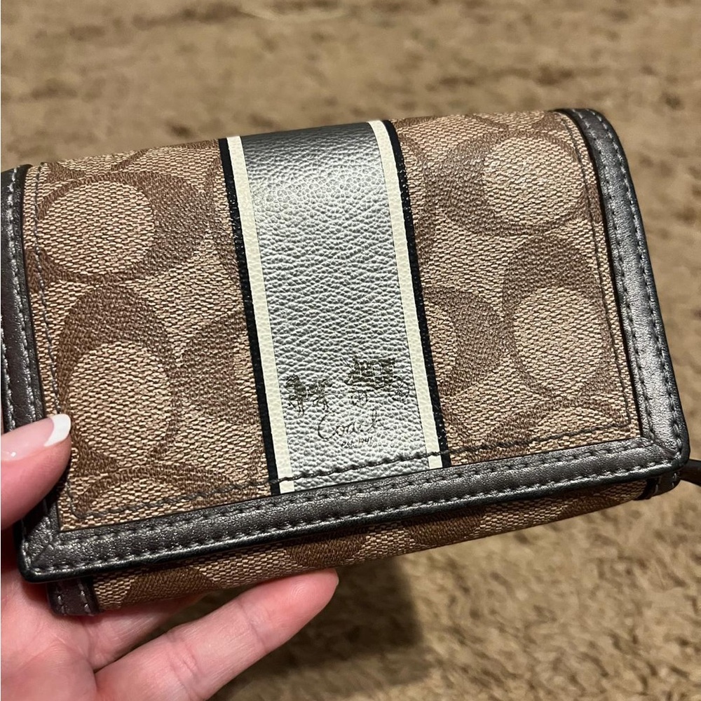 Coach Tan and Gray Signature Wallet